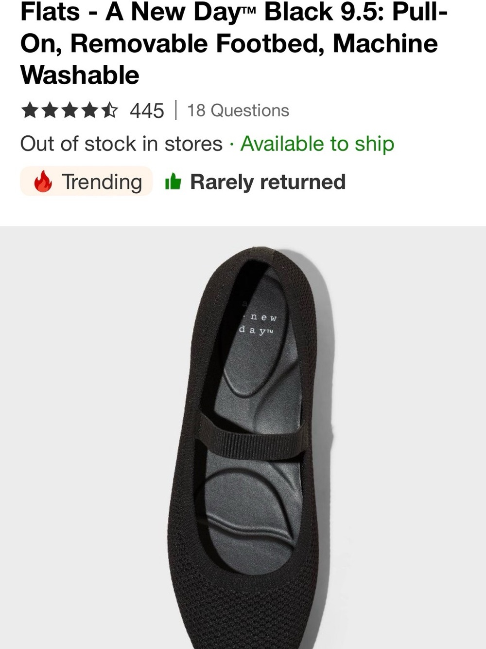 a new day Black Knit Mary Jane Slip-On Flats